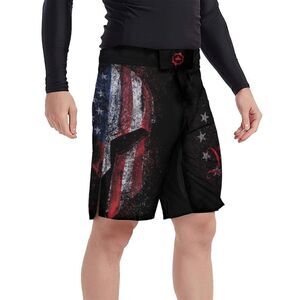 Battle Fit Gear American Jiu Jitsu Grunge Fight Shorts Black XL NWT